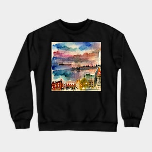 Boston Watercolor Generated by an Artificial Intelligence Crewneck Sweatshirt